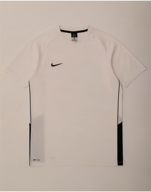 Nike Mens Dri Fit T-Shirt Top UK 42/44 Grande Branco Colourblock Poliéster