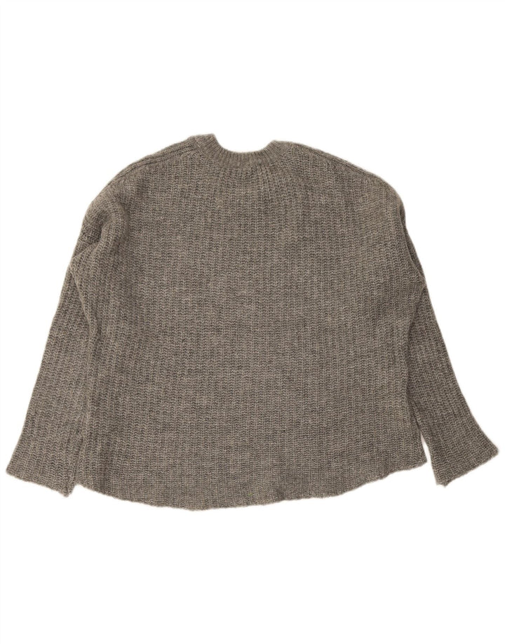 Zara Suéter feminino oversized com gola redonda Reino Unido 14 cinza médio