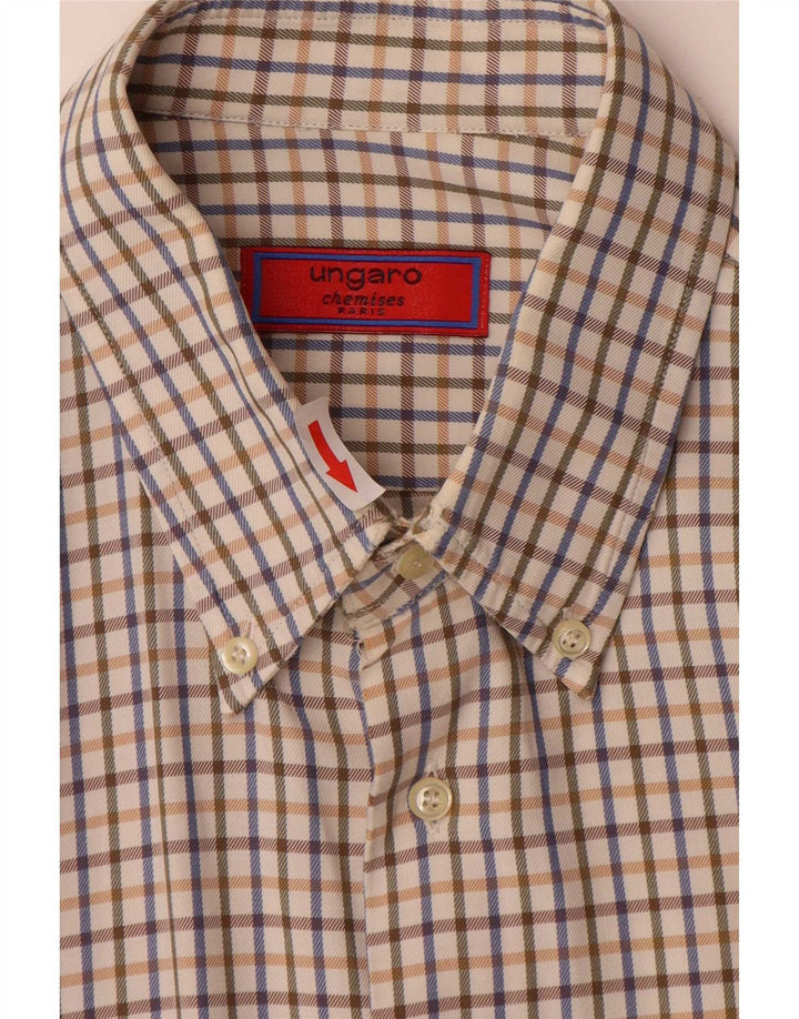 Camisa masculina Ungaro Classic Fit XL xadrez bege