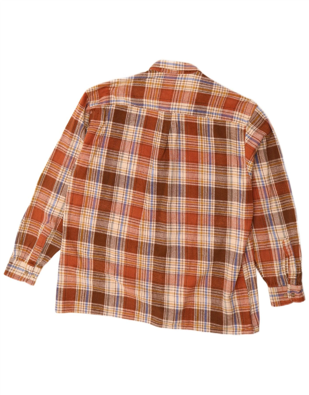 Camisa masculina de flanela Cajun tamanho 42 grande algodão xadrez marrom