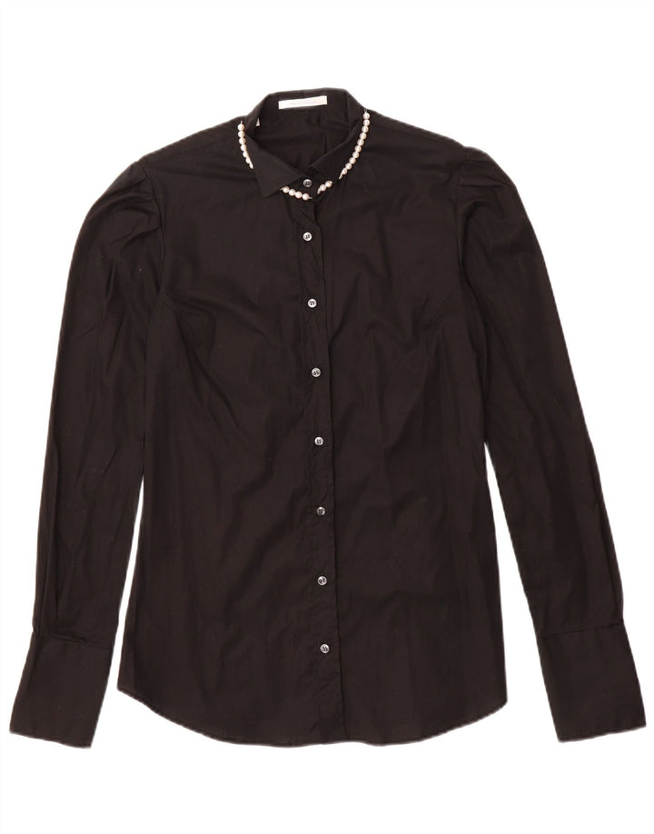 Camisa feminina VINTAGE IT 46 grande algodão preto