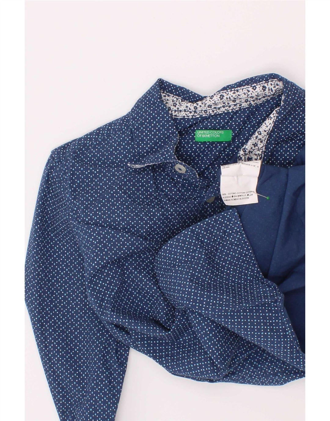 Camisa Benetton Menino 4-5 Anos XS Azul Algodão Manchado