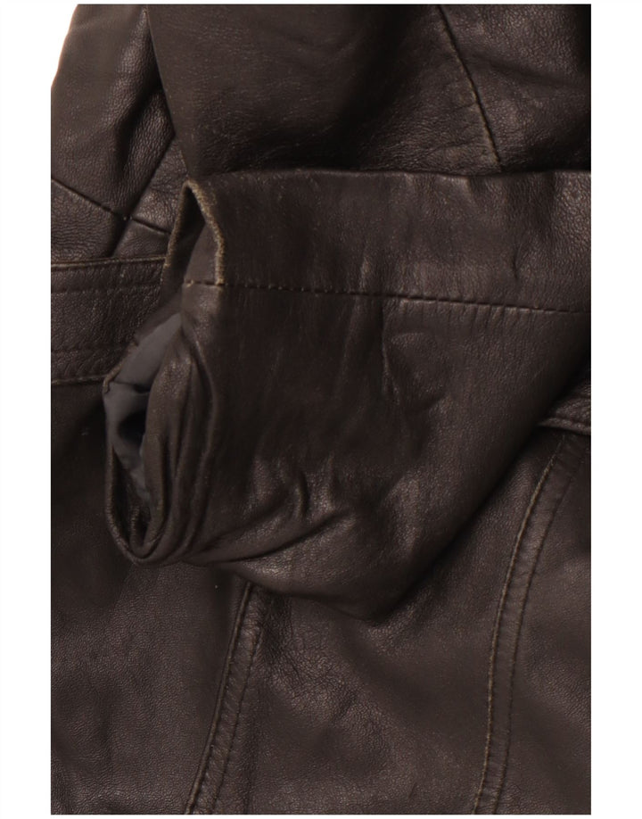 Casaco de couro feminino VINTAGE IT 40 pequeno preto