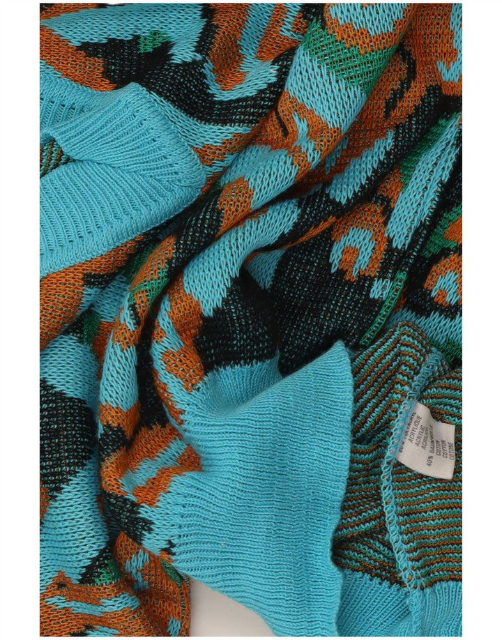 Suéter feminino vintage com decote em V Reino Unido 16 grande multicolorido