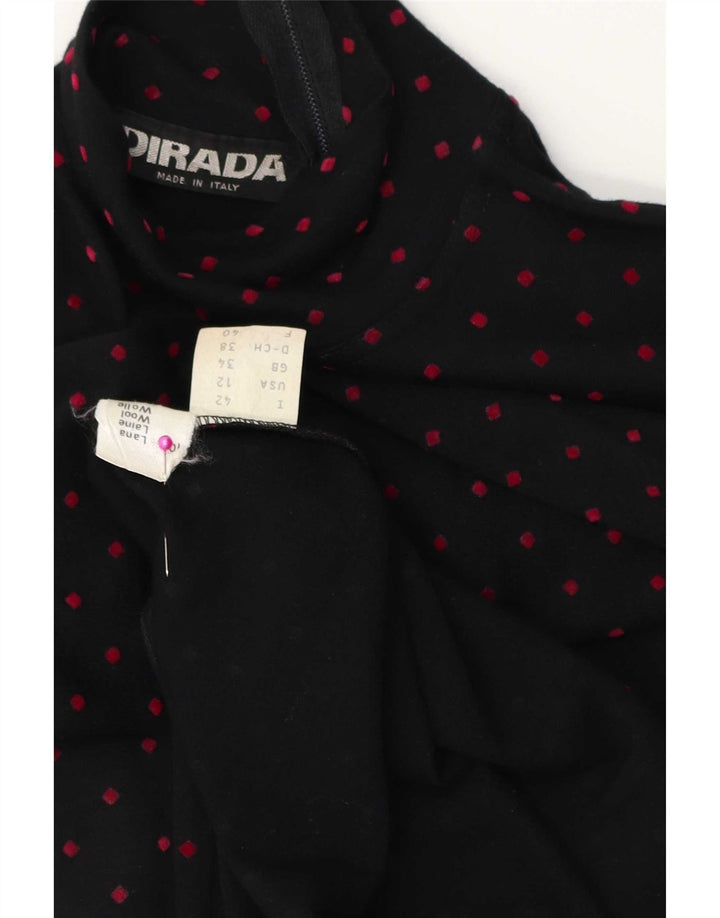 Vestido maxi feminino vintage de manga comprida UE 38 médio preto bolinhas lã