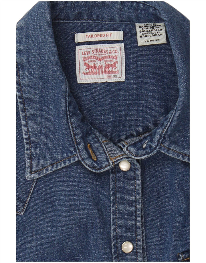 Camisa jeans feminina Levi's Tailored Fit UK 6 XS azul algodão