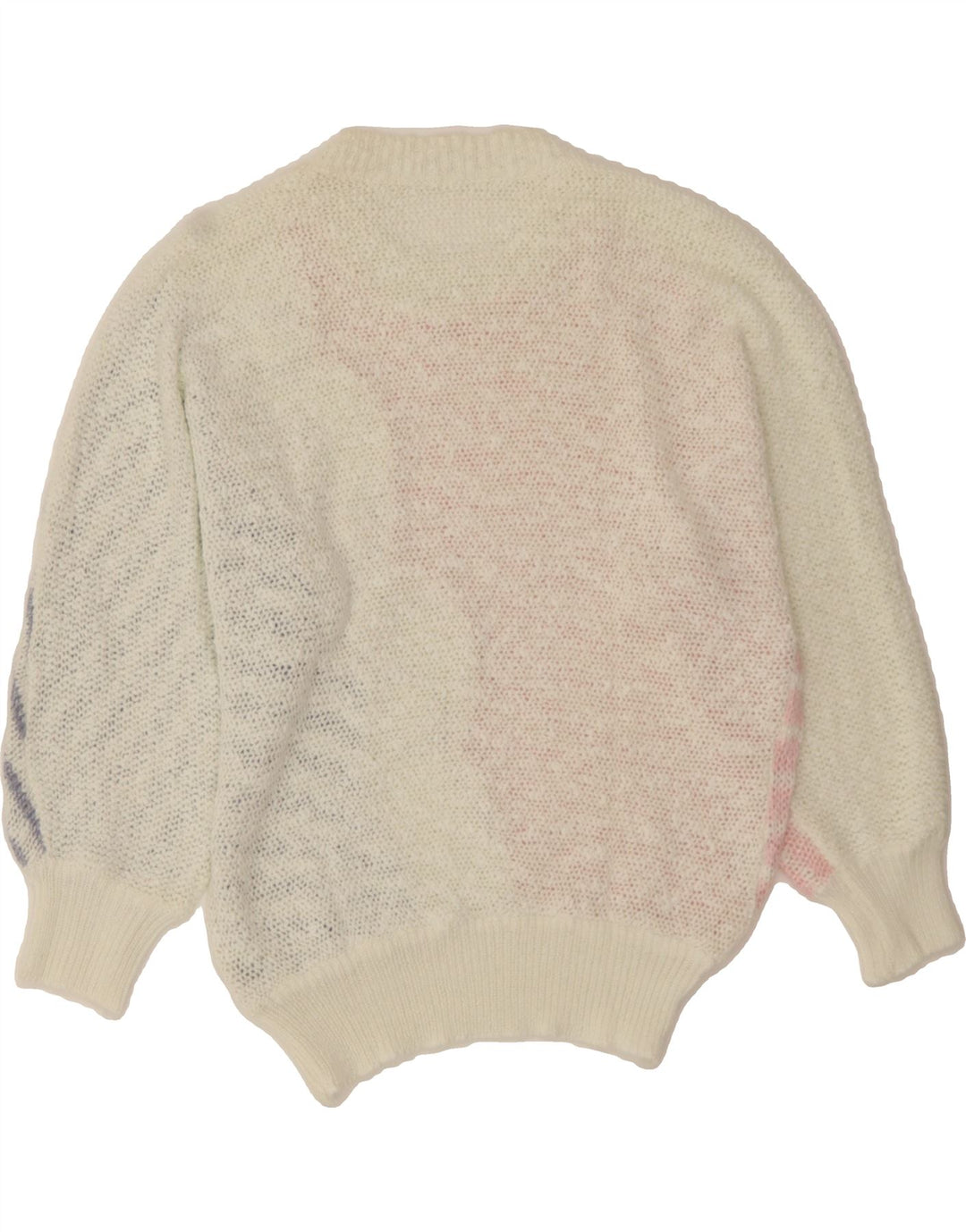 VINTAGE Womens Boat Neck Jumper Sweater IT 42 Medium White Striped Cotton Vintage Vintage and Second-Hand Vintage from Messina Hembry 