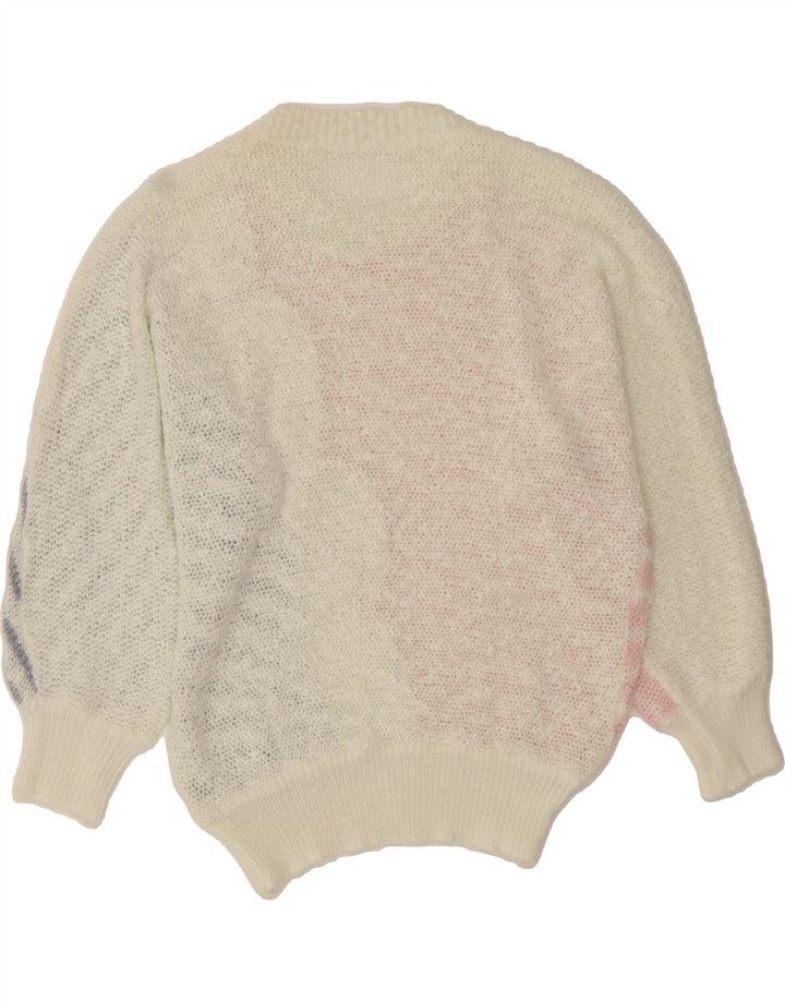 VINTAGE Womens Boat Neck Jumper Sweater IT 42 Medium White Striped Cotton Vintage Vintage and Second-Hand Vintage from Messina Hembry 
