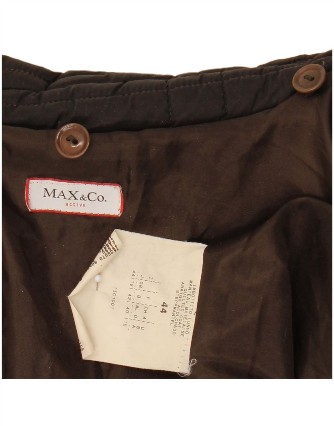 Casaco acolchoado feminino Max & Co. UK 12 poliéster marrom médio