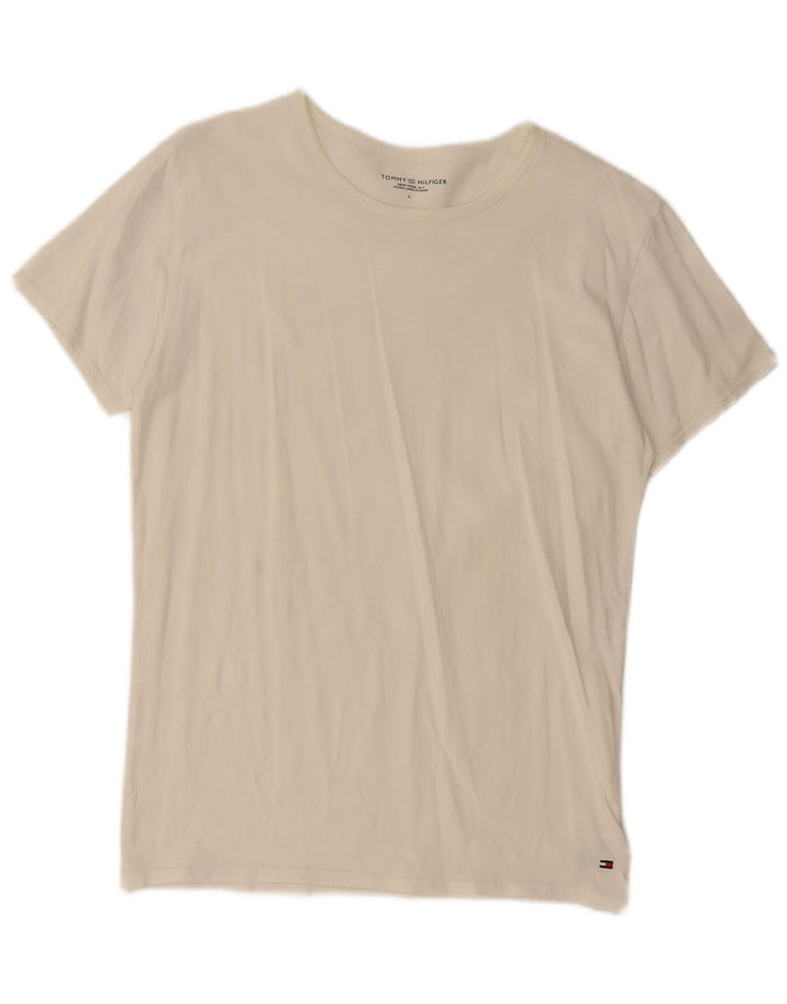Tommy Hilfiger Camiseta masculina grande de algodão branco