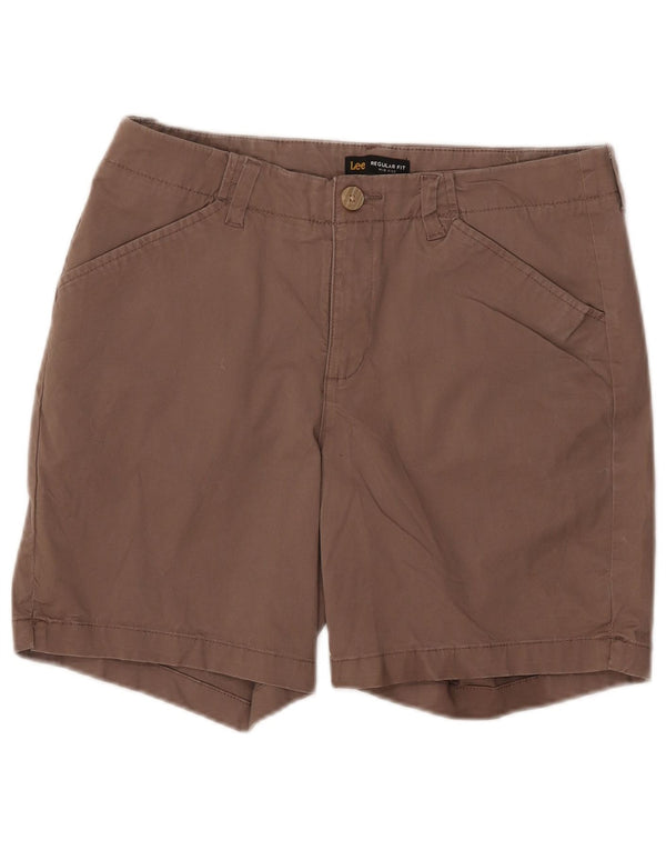 Shorts chino feminino LEE cintura média regular ajuste US 12 grande W32 algodão marrom