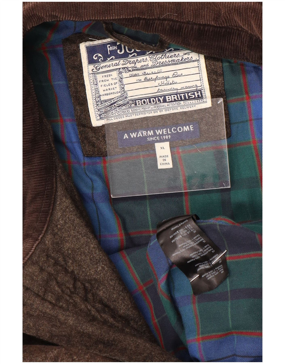 Jaqueta acolchoada masculina Joules UK 42 XL poliéster marrom