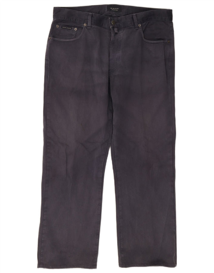 GANT Calça masculina reta casual W36 L29 algodão azul marinho