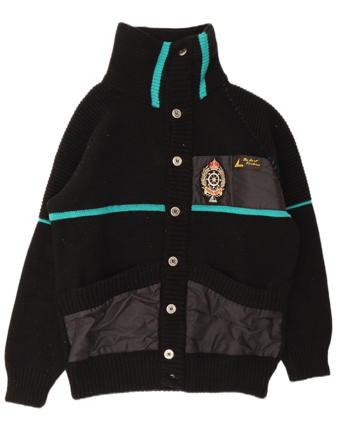 Suéter cardigã masculino vintage grande listrado preto