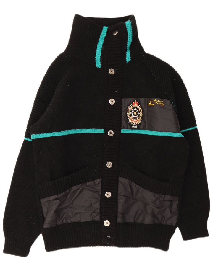 Suéter cardigã masculino vintage grande listrado preto