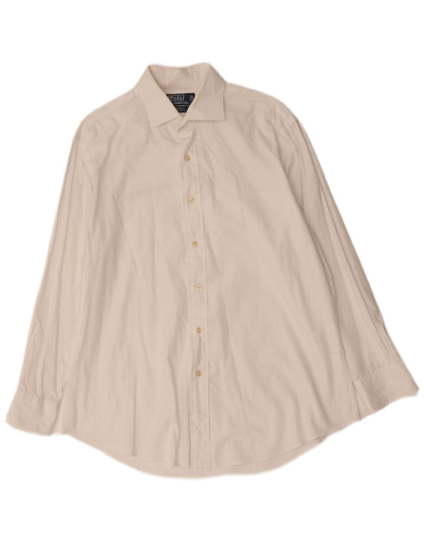 Polo Ralph Lauren Mens Custom Fit Camisa Tamanho 16 1/2 Grande Algodão Branco
