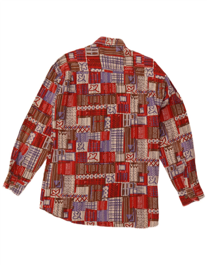 Angelo Litrico Camisa masculina de veludo cotelê tamanho 37/38 pequeno patchwork vermelho algodão