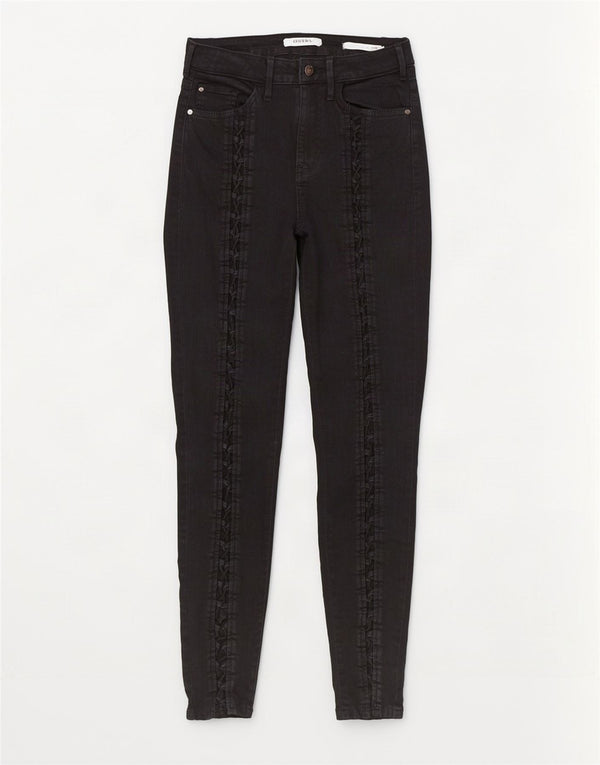 Guess Calça jeans feminina cintura alta super skinny W29 L28 algodão preto