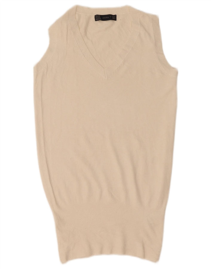 Colete feminino Zara UK 12 médio branco rayon