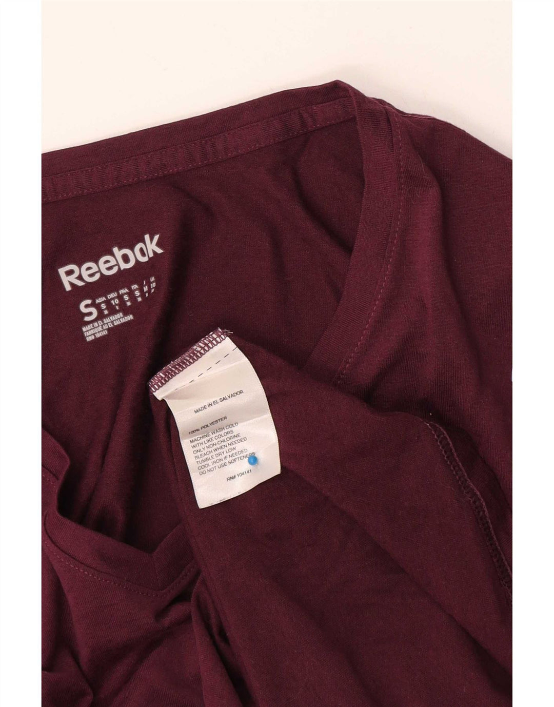 Reebok Camiseta Feminina Top UK 10 Pequena Borgonha Poliéster