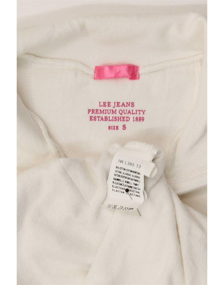 Lee Womens Tracksuit Top Jacket UK 10 Pequeno Algodão Branco