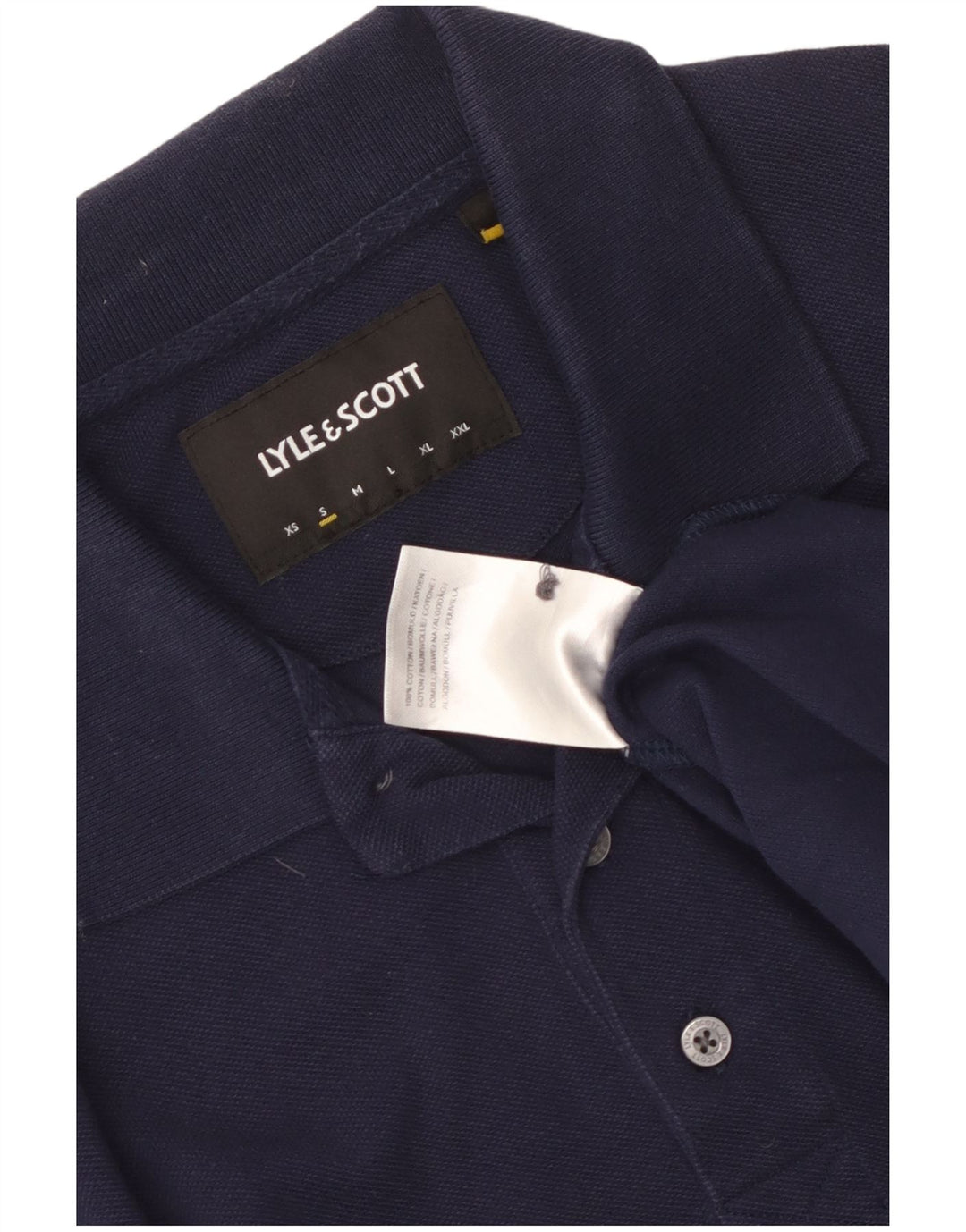 Camisa polo masculina Lyle & Scott pequena azul marinho algodão