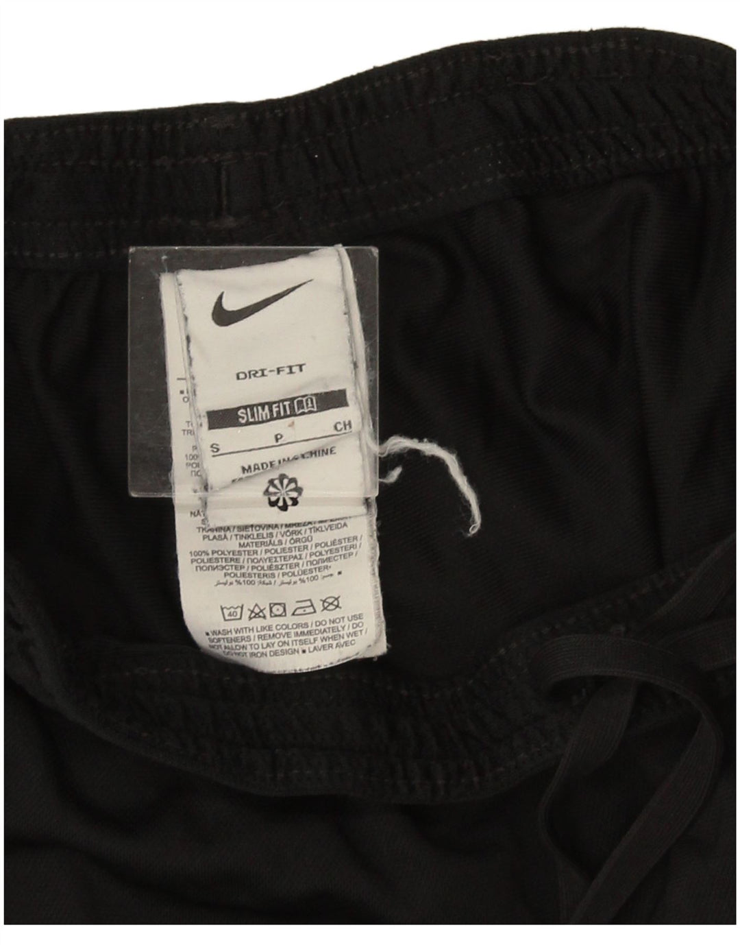 Calça de treino masculina Nike Dri Fit Slim pequena preta colorblock poliéster