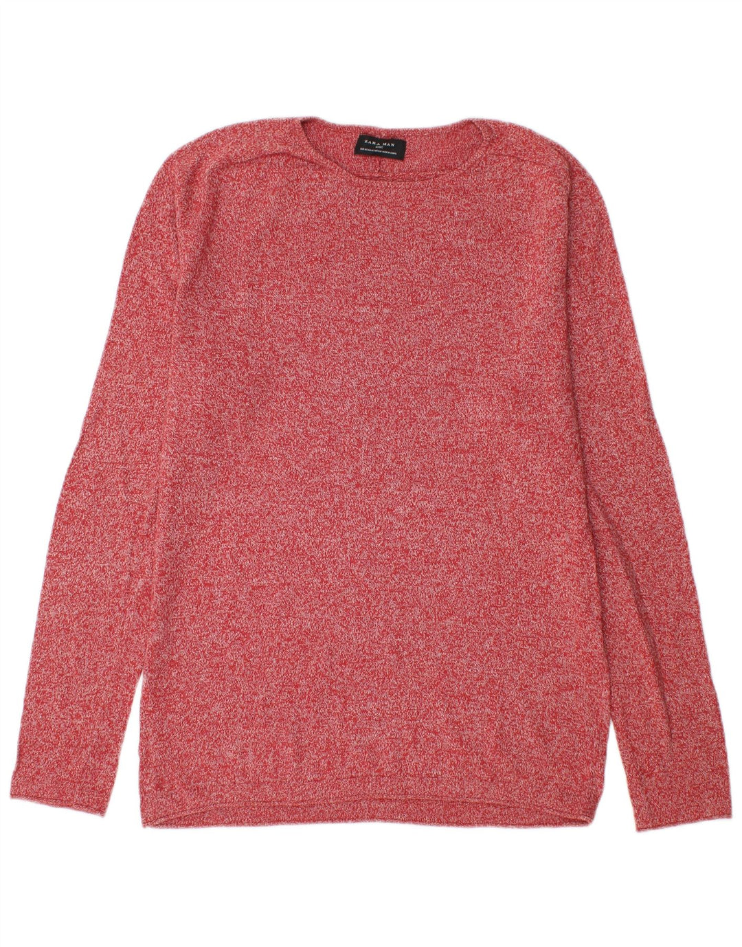 Zara Suéter masculino com gola redonda, médio vermelho manchado