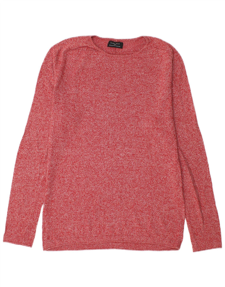 Zara Suéter masculino com gola redonda, médio vermelho manchado