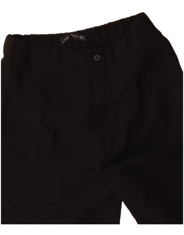 ZARA Calça feminina de terno cônico médio W28 L33 poliéster preto