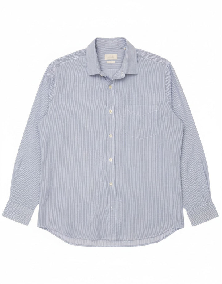 Camisa masculina MASSIMO DUTTI XL listrada azul