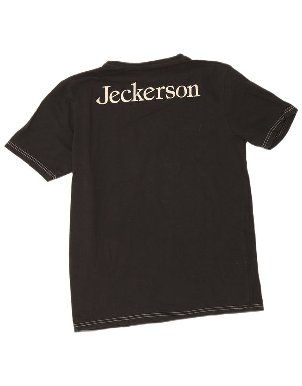 Camiseta masculina gráfica Jeckerson Top médio algodão preto
