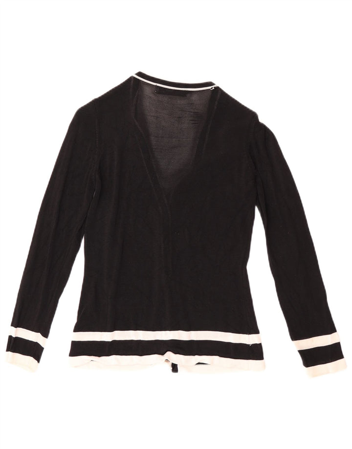 Suéter cardigã feminino Zara UK 12 médio preto colorblock rayon