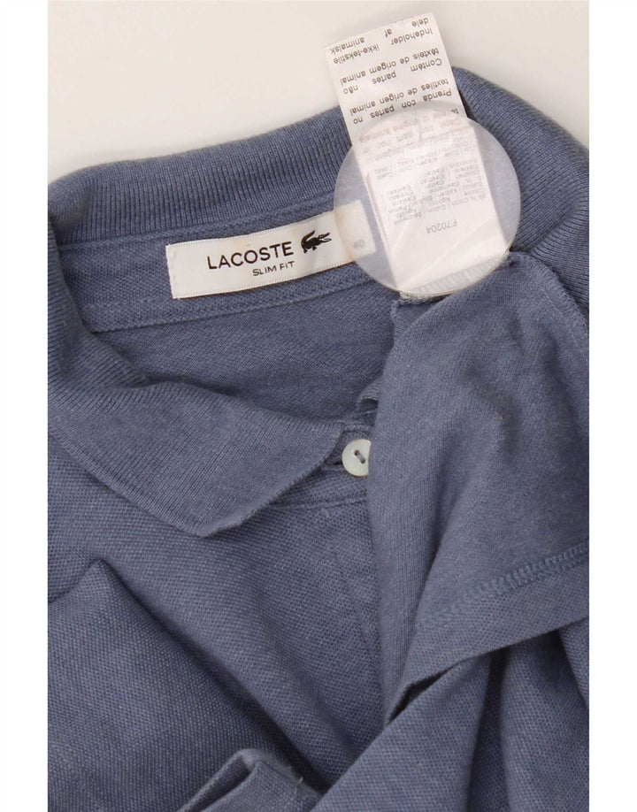 Camisa polo feminina Lacoste Slim Fit tamanho 40 algodão azul médio