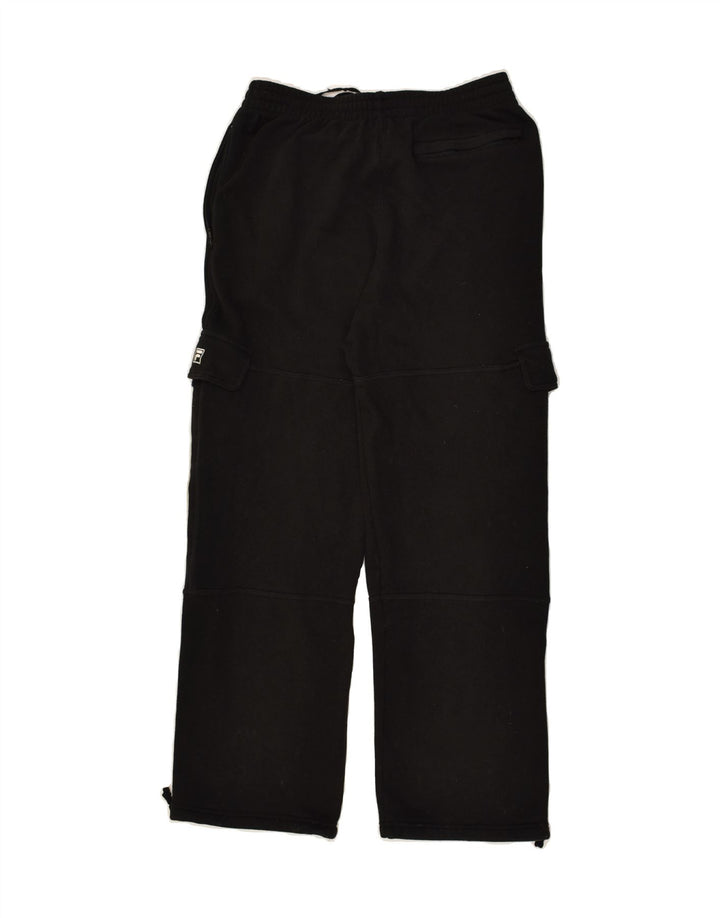 FILA Mens Cargo Tracksuit Trousers Small Black Cotton | Vintage Fila | Thrift | Second-Hand Fila | Used Clothing | Messina Hembry 