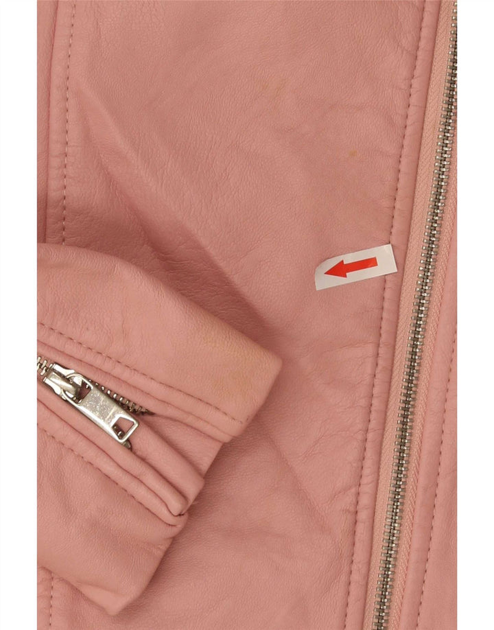 Zara Jaqueta de couro sintético para meninas 13-14 anos poliéster rosa
