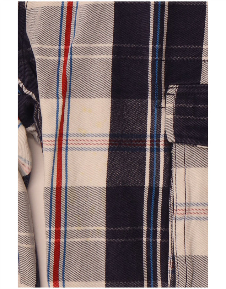 CREW CLOTHING Shorts cargo masculino médio W32 algodão xadrez azul marinho