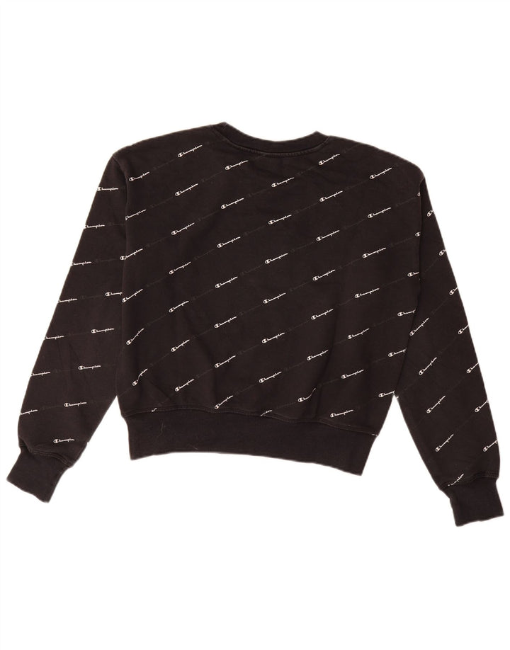 CHAMPION Suéter gráfico feminino com capuz Reino Unido 14 médio preto