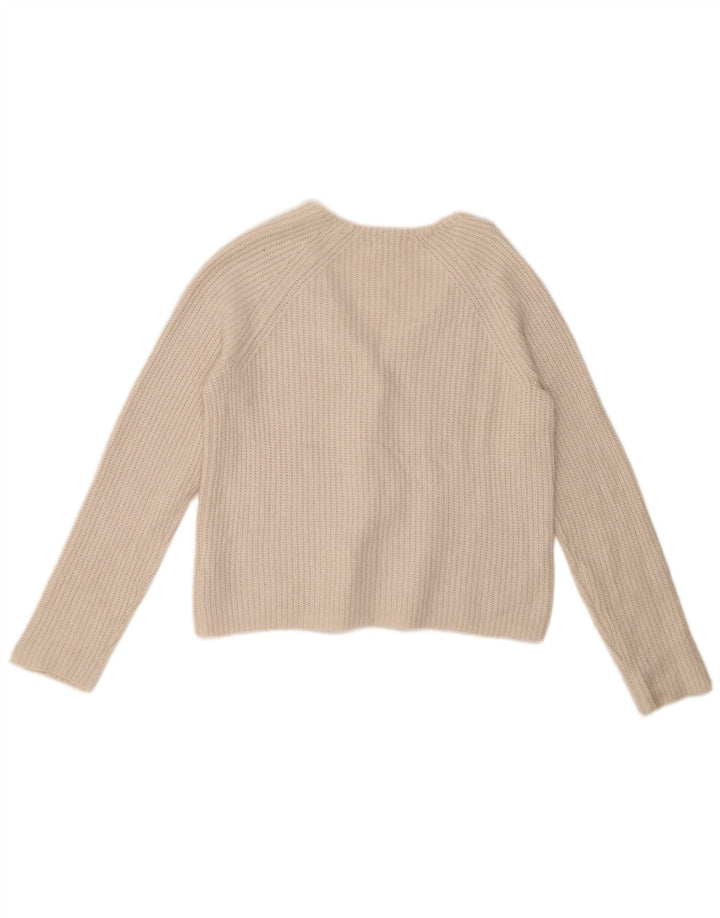 Suéter cardigã feminino FAT FACE cropped grande Reino Unido 10 pequeno nylon branco