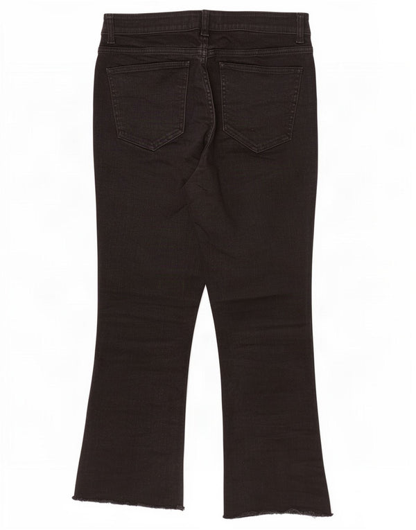 Zara Calça jeans feminina cintura alta cropped EU 44 grande W34 L26 preta