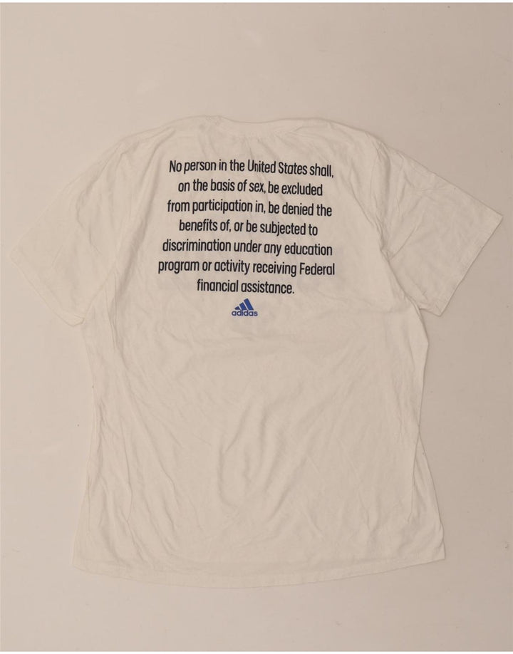 ADIDAS Mens Graphic T-Shirt Top XL White Cotton Vintage Adidas and Second-Hand Adidas from Messina Hembry 