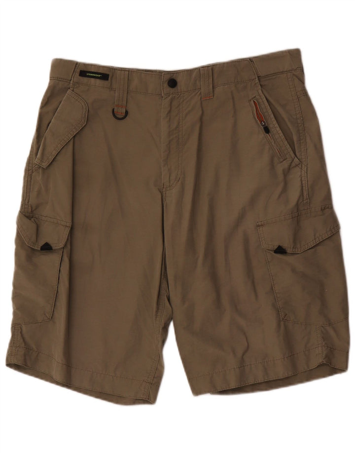 Shorts cargo masculino Marks & Spencer W34 grande algodão cáqui