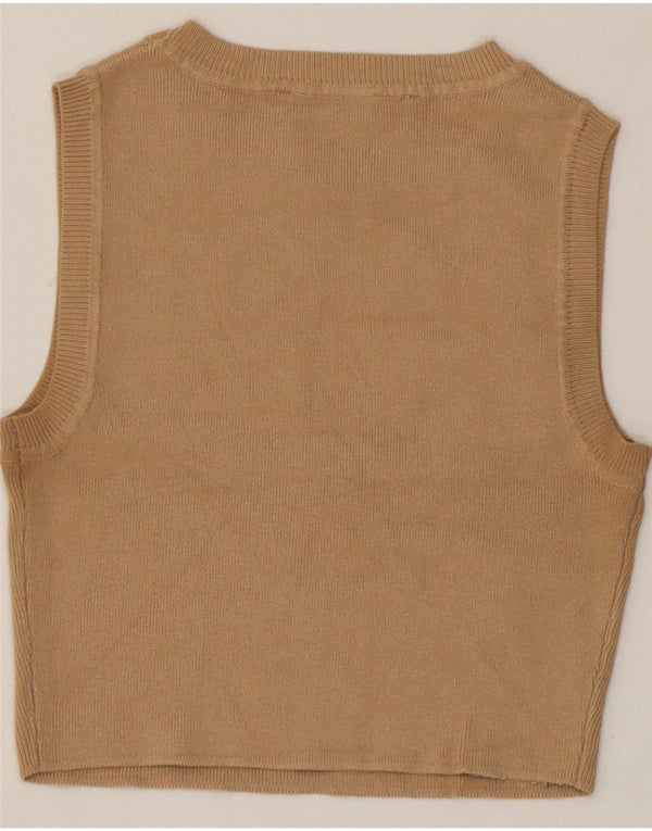 Zara Womens Crop Vest Top UK 10 Pequeno Bege