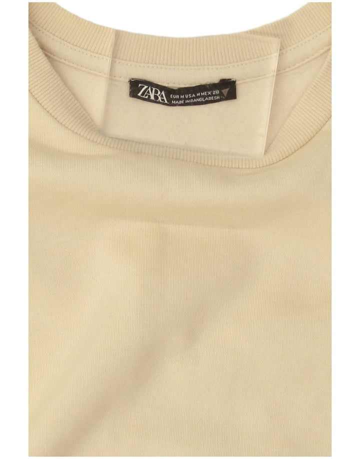 Zara moletom feminino jumper UK 14 médio algodão branco