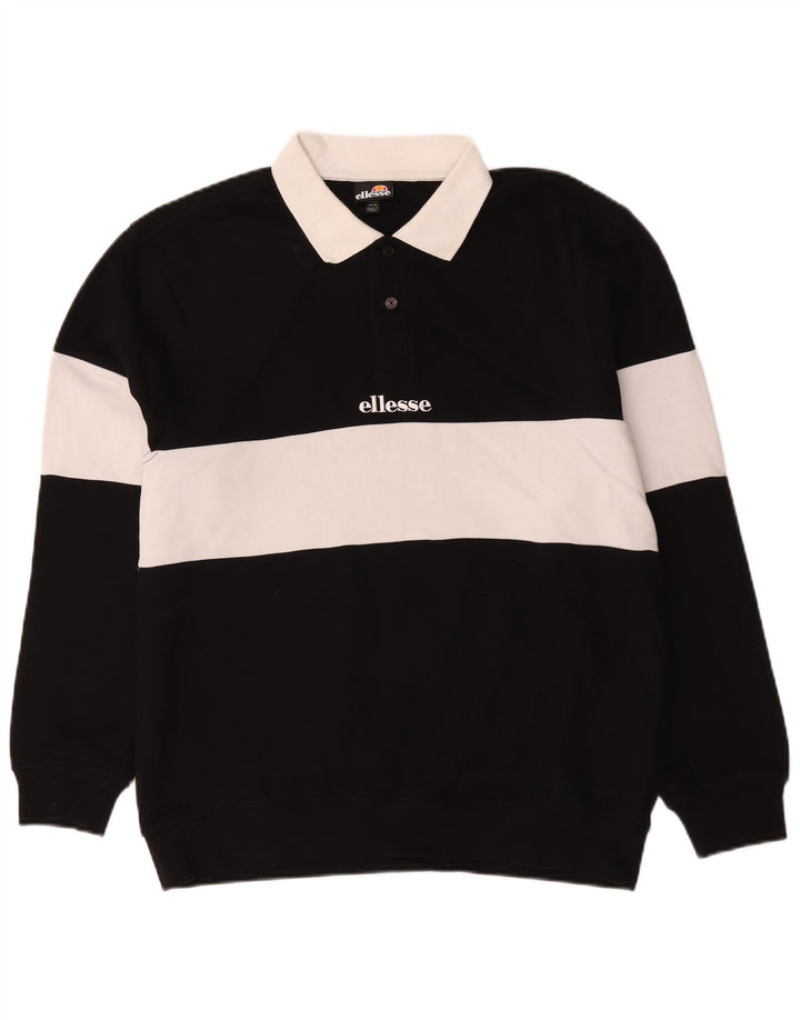 Suéter masculino Ellesse com gola polo e algodão colorblock médio preto