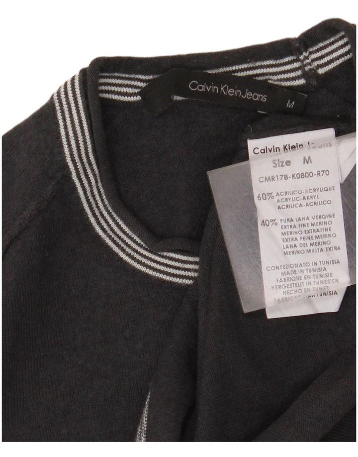 Suéter feminino CALVIN KLEIN JEANS com gola redonda, tamanho 10, cinza pequeno