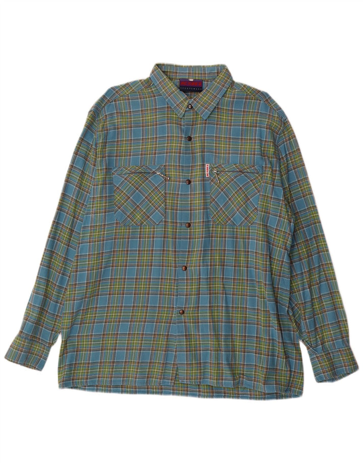 Camisa masculina de flanela MC Kee's grande algodão xadrez azul