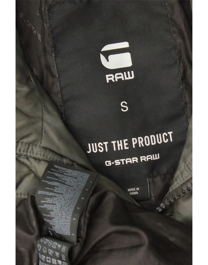 Jaqueta masculina acolchoada com capuz G-Star UK 36 pequena poliamida cáqui