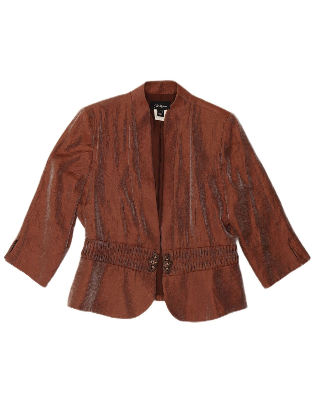 Jaqueta blazer feminina vintage manga 3/4 Reino Unido 10 pequeno rayon marrom