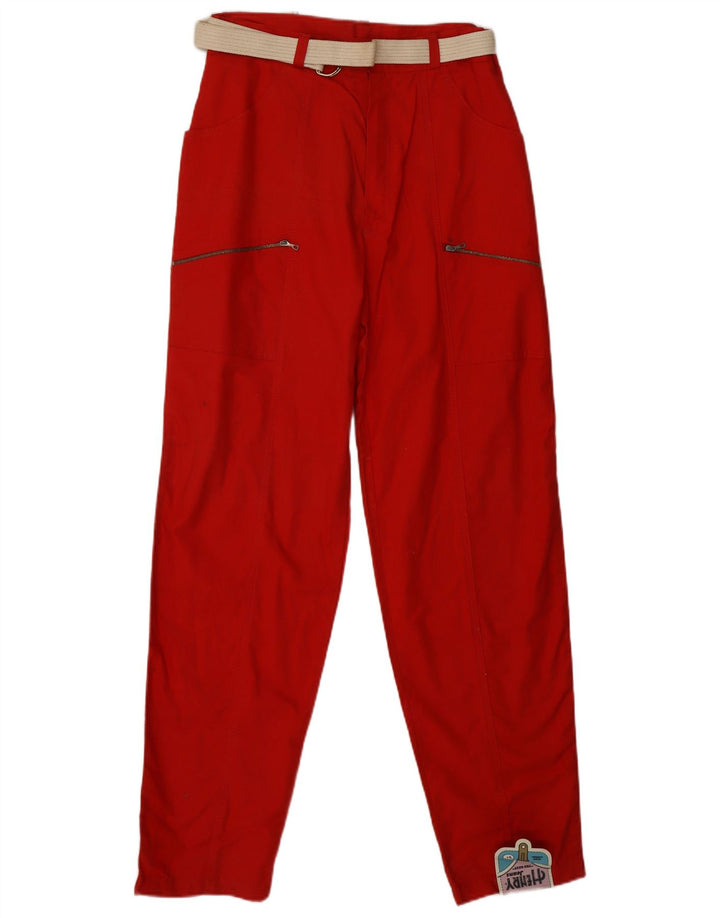 Calça cargo feminina VINTAGE de cintura alta IT 46 grande W28 L31 algodão vermelho